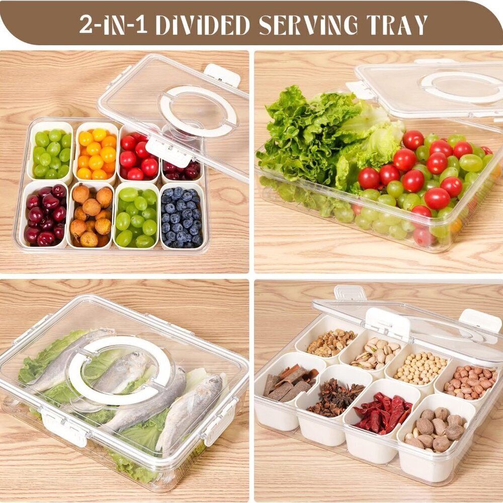 Divided Serving Tray with Lid and Handle - BRAND NEW